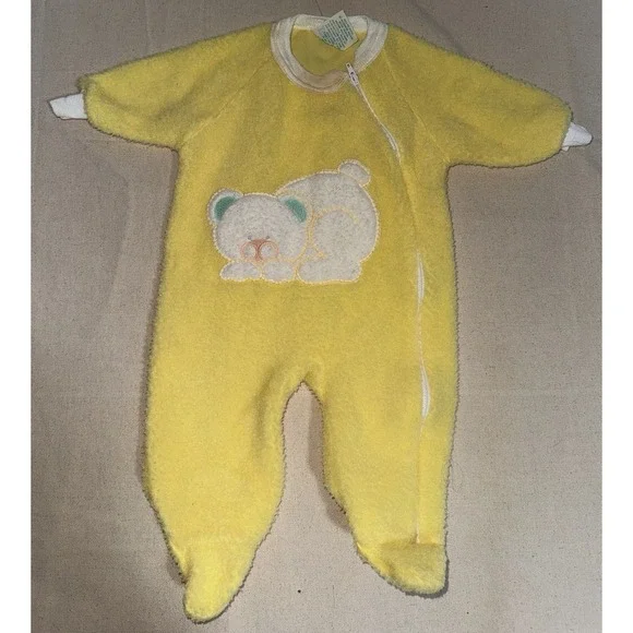 Vintage Dr Denton BabyGro Baby Sherpa Fleece Footed Pajamas 0-6 Mo. Duck Sleeper - Picture 10 of 14